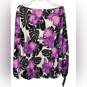 Coldesina floral doman sleeve elastic waist top NWT